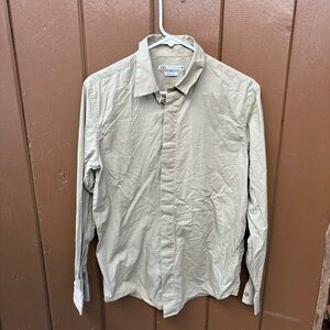 Zara Button Up Shirt Top Womens Small Green Long Sleeve